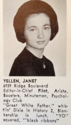Yearbook photo of Janet Yellen attached.